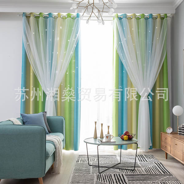 Decoração de casa 2025 Novos produtos simples gradual estrela de vapor dupla camada de iluminação quarto sala de estar cortinas de isolamento