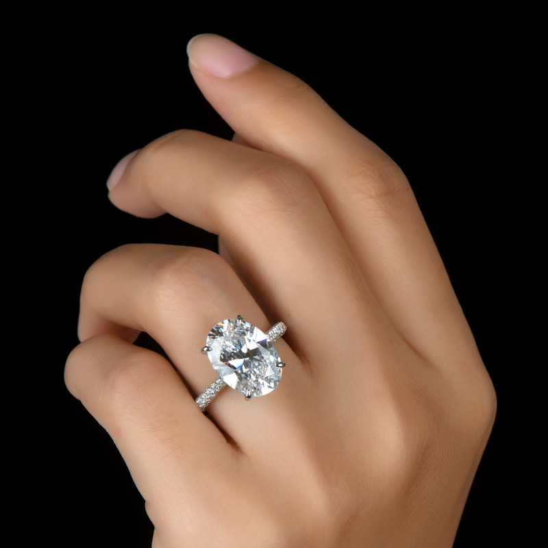 Comércio exterior transfronteiriço atacado luxuoso ovos de pomba 5K diamantes anéis de ovos de pomba mulheres moda superior 925 prata pura