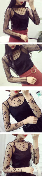 Blusa de malha de renda feminina
