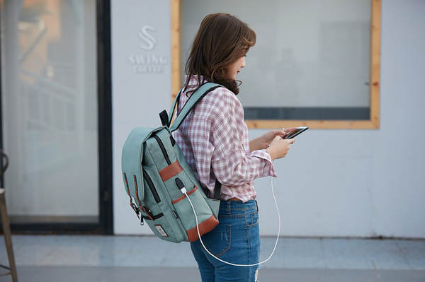 Novo modelo de comércio exterior usb personalidade vintage homens e mulheres veludo exterior grande mochila de viagem mochila de ombros de moda atacado um