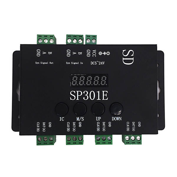 SP301E Controlador de cores LED Controlador de programação de cartão SD Controlador de saída de 4 vias Controlador de cores SD