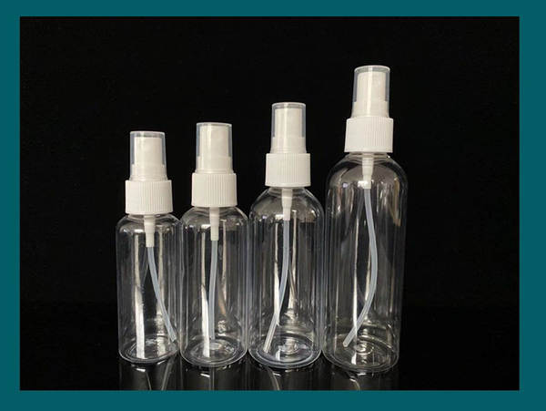 Venda por atacado 30ml 50ml 100ml garrafas de pulverização transparentes PET garrafas de plástico garrafas de distribuição de garrafas de pulverização de álcool