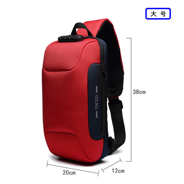 OZUKO Saco de peito masculino sensível à inclinação avançado Saco de esporte à prova d'água Multifuncional para viagens e saídas