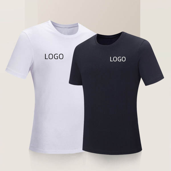 T-shirt de algodão puro personalizado impressão LOGO corda redonda calça curta roupa de trabalho t-shirt cultural branca Euro-americano T-shirt personalizado