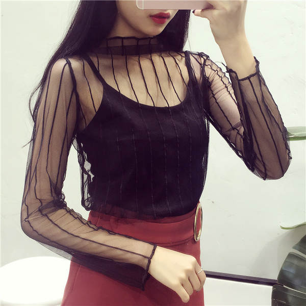Blusa de malha de renda feminina