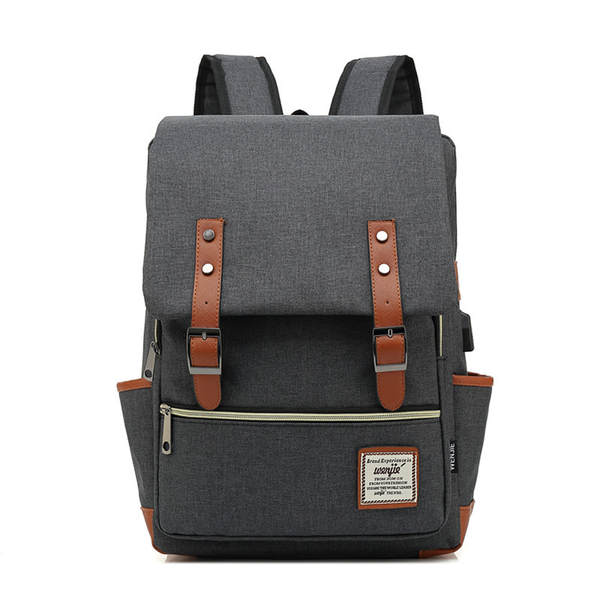 Novo modelo de comércio exterior usb personalidade vintage homens e mulheres veludo exterior grande mochila de viagem mochila de ombros de moda atacado um