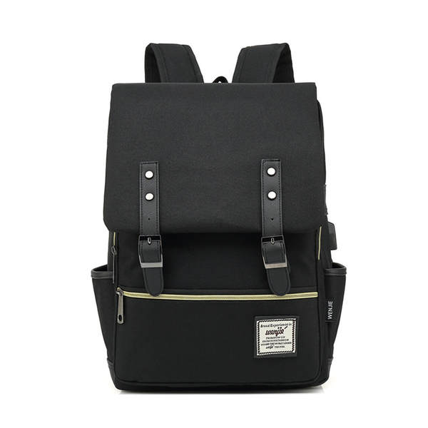 Novo modelo de comércio exterior usb personalidade vintage homens e mulheres veludo exterior grande mochila de viagem mochila de ombros de moda atacado um