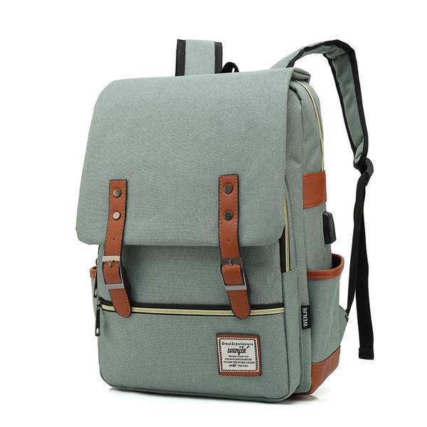Novo modelo de comércio exterior usb personalidade vintage homens e mulheres veludo exterior grande mochila de viagem mochila de ombros de moda atacado um