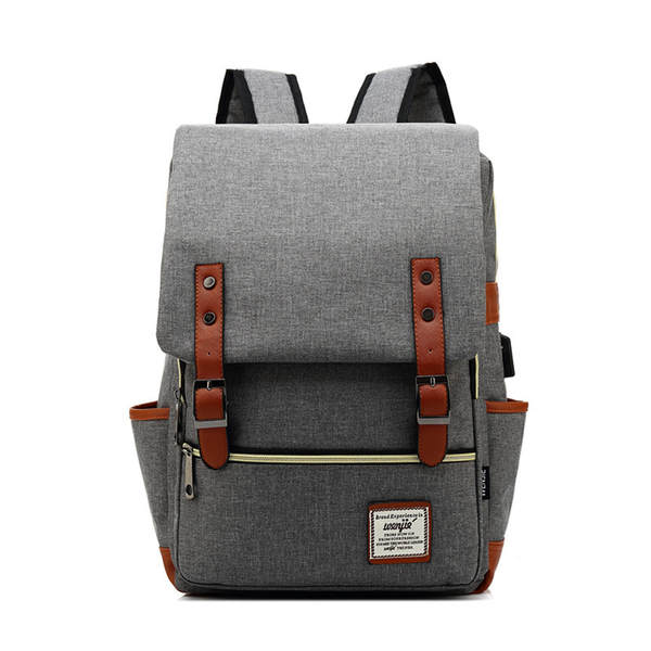 Novo modelo de comércio exterior usb personalidade vintage homens e mulheres veludo exterior grande mochila de viagem mochila de ombros de moda atacado um