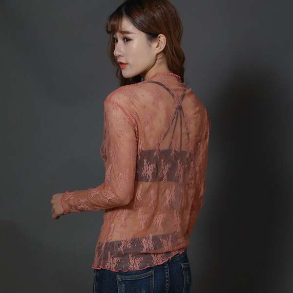 Blusa de malha de renda feminina