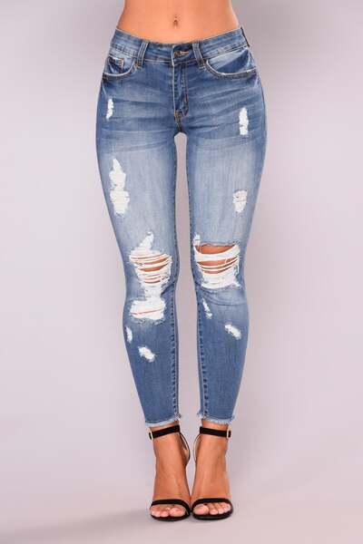 Verão Amazon dinheiro atacado de alta pontuação nove buracos buracos roupas femininas pernas apertadas pênalti jeans de moda