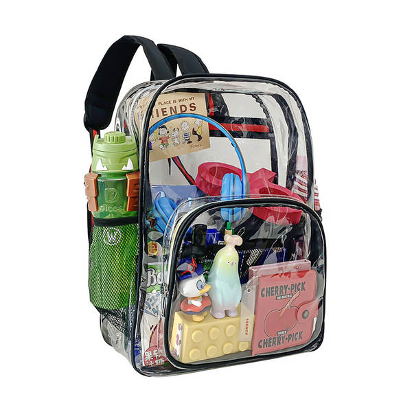 Amazon Transboundary Supply Transparente backpack pvc duplo ombro saco pvc saco grande capacidade saco estudante