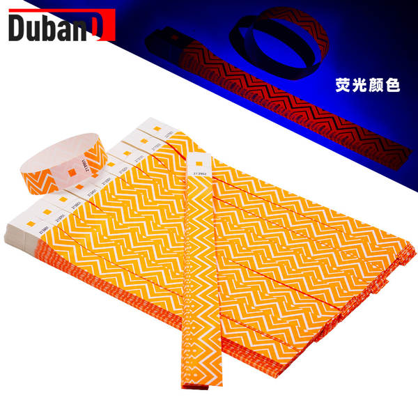 Fluorescente colorido de uma só vez resistente à água tiras de pulseira com bilhetes de parque de diversões nocturno entrada volume novo design