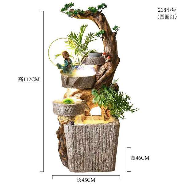 Fonte de água de luxo de estilo europeu moderno sala de estar decoração de paisagem de água circular porta-malas de aterrissagem de humidificador