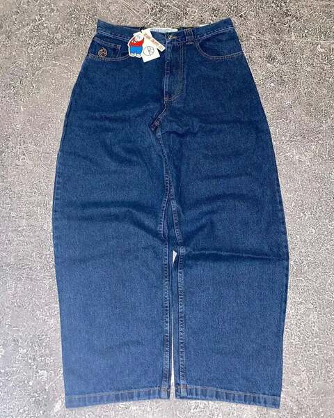 Cross-border e-commerce caricatura de rua estampado jeans azul retro calças meninos meninos grandes meninos jeans Y2K hip hop