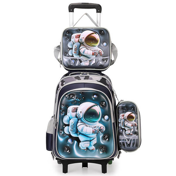 Novo 3D de couro da escola primária tecido de nylon três conjuntos de crianças sacola bolsas de comércio exterior bolsas de almoço fábrica