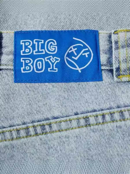 Polar Big Boy jeans Y2K Hip-Hop desenho de desenho animado penteado azul solto jeans homens