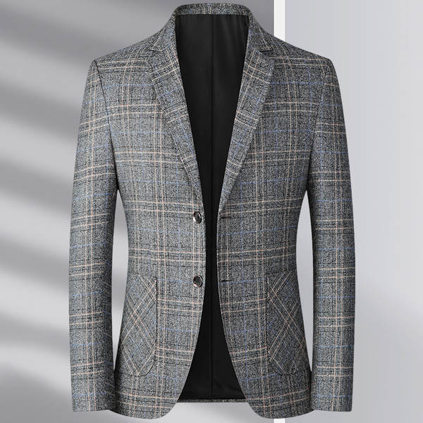Transfronteiriço masculino de alta qualidade primavera outono recreativo grão de café cor casual negócios jantar vestido casaco roupa de banho