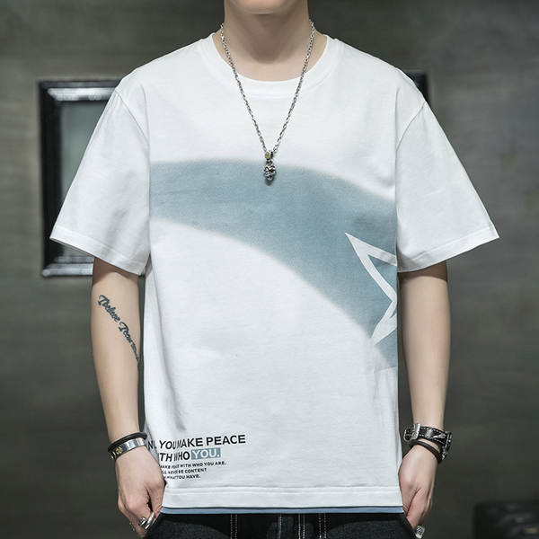 Camiseta masculina de algodão curta