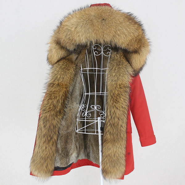 Comércio eletrônico transfronteiriço vestido de inverno feminino supera a mulher pode desmontar o cabelo real no cabelo longo coelho casaco de pele quente