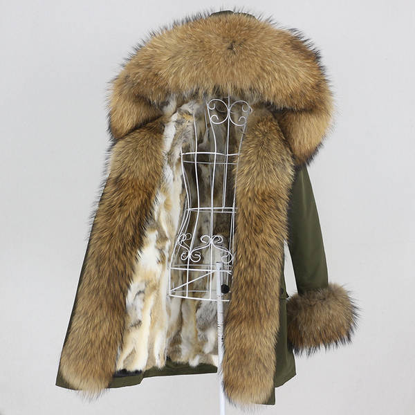 Comércio eletrônico transfronteiriço vestido de inverno feminino supera a mulher pode desmontar o cabelo real no cabelo longo coelho casaco de pele quente