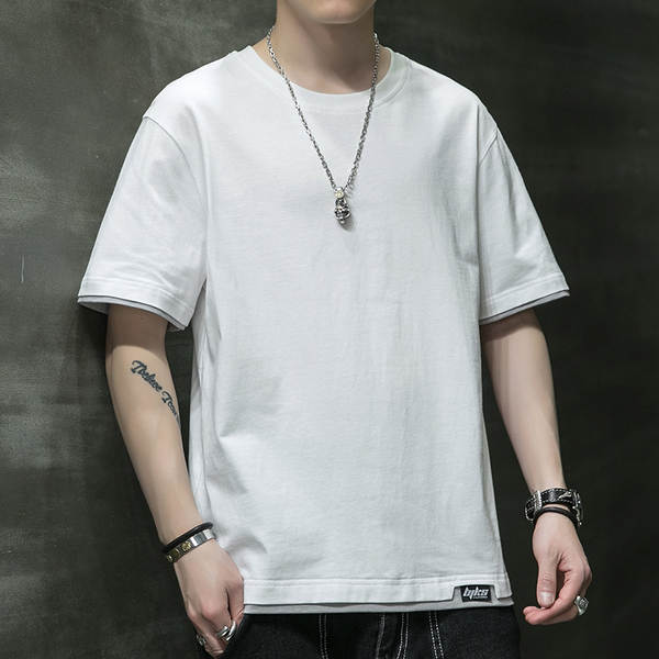 Camiseta masculina de algodão curta