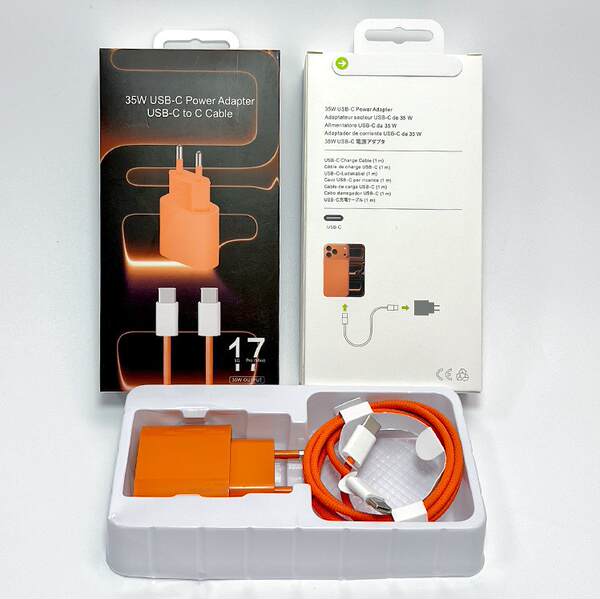 Cabeça de carregamento de celular padrão europeu pd20w para Apple 15 carregador iPad kit linha de dados pd 35w