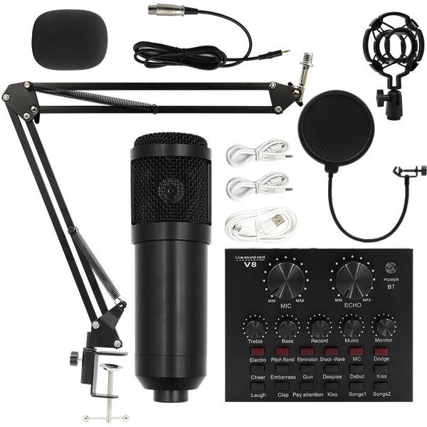 Transfronteiriço BMW 800 microfone v8s cartão de som em inglês computador celular gravação ao vivo completo de equipamentos de podcast