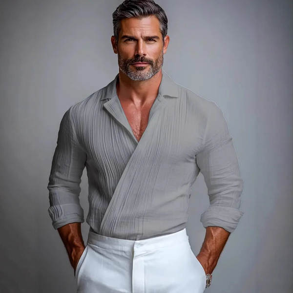 Transfronteiriço do comércio exterior muscular homens V camisa de colar negócios lazer estilo americano longas mãos jovem popular colar camisa masculina