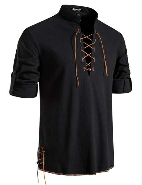Camiseta transfronteiriça masculina de alta qualidade Henry Camiseta hippie para homens de estilo europeu-americano com mangas longas de praia