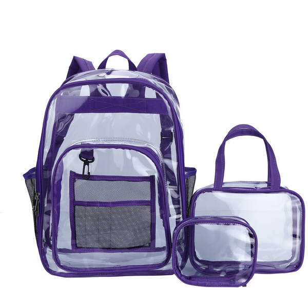 Amazon Transboundary Supply Transparente backpack pvc duplo ombro saco pvc saco grande capacidade saco estudante