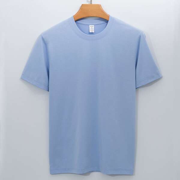 High-end 220g Solona T-Shirt Homem Meia-Lança Modelo T-Shirt Corta-Lança Homem T-Shirt Puro Fim de Verão