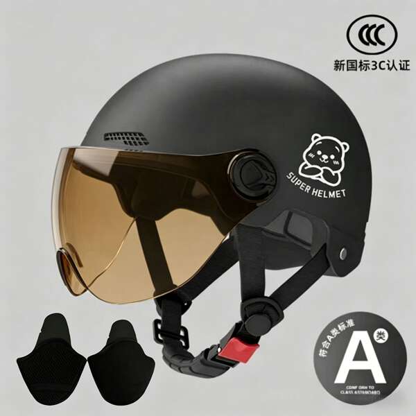 Novo modelo nacional 3C certificado capacete elétrico para motocicletas masculino e feminino quatro temporadas chapéu de segurança geral para adultos semicondutores