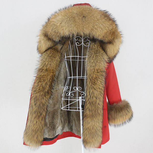 Comércio eletrônico transfronteiriço vestido de inverno feminino supera a mulher pode desmontar o cabelo real no cabelo longo coelho casaco de pele quente