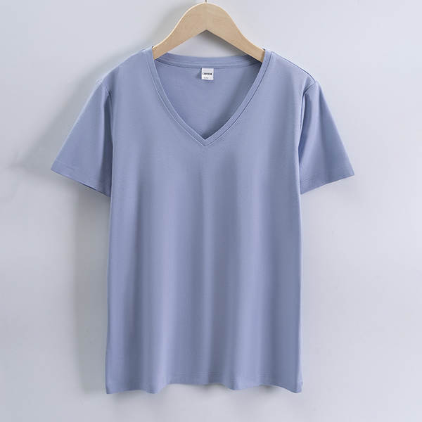 Camiseta feminina de algodão curta