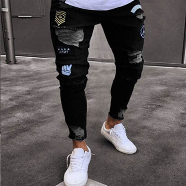 Jeans masculinoswisheBay Pequenos Pés Quente Venda de Calças masculinasJeans 4X Bandeira Transfronteiriça LS
