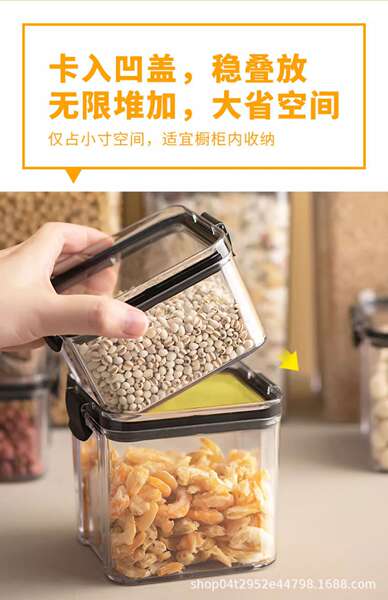 Caixa de enchimento de plástico transparente de classe alimentar caixa de enchimento quadrada de engrossamento de tanques de armazenamento de grãos de cinco grãos de enchimento de tanques