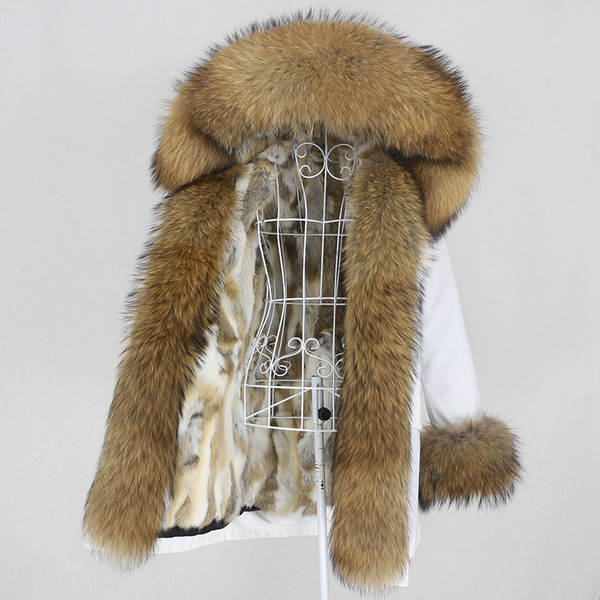 Comércio eletrônico transfronteiriço vestido de inverno feminino supera a mulher pode desmontar o cabelo real no cabelo longo coelho casaco de pele quente