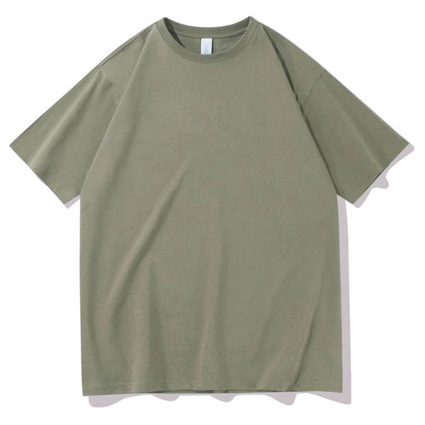 T-shirt de algodão puro para homens de peso pesado de 230 g de pulso diário para homens de pulso curto
