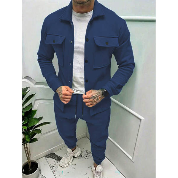 Novas tendências do comércio exterior masculino botões de primavera e outono de casaco de lazer 2 peças