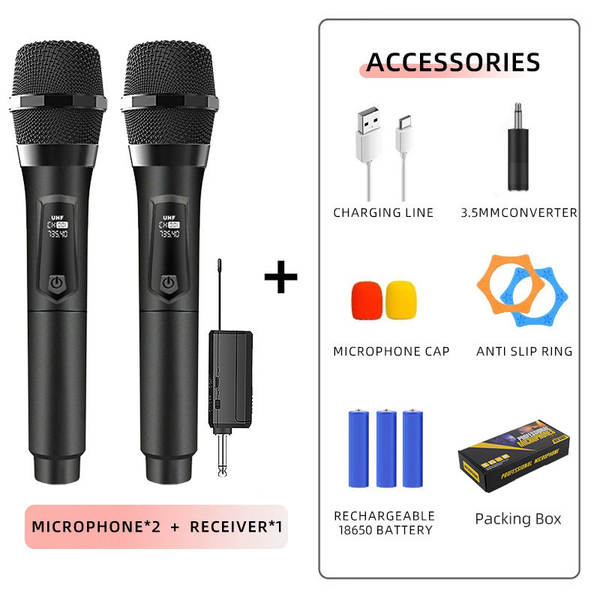Carregador de microfone sem fio para duas casas de cartão de som KTV palco de transmissão ao vivo K-Song V-Song profissional portátil