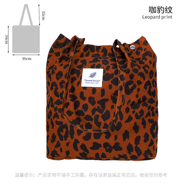 ins风简约灯芯绒帆布包双肩带帆布袋旅行外出收纳包女包单肩包