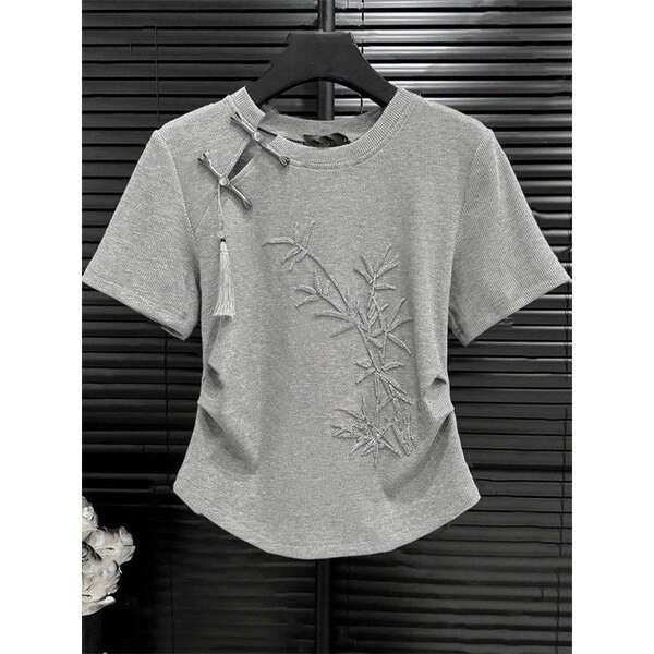 Camisa feminina de algodão com estampado