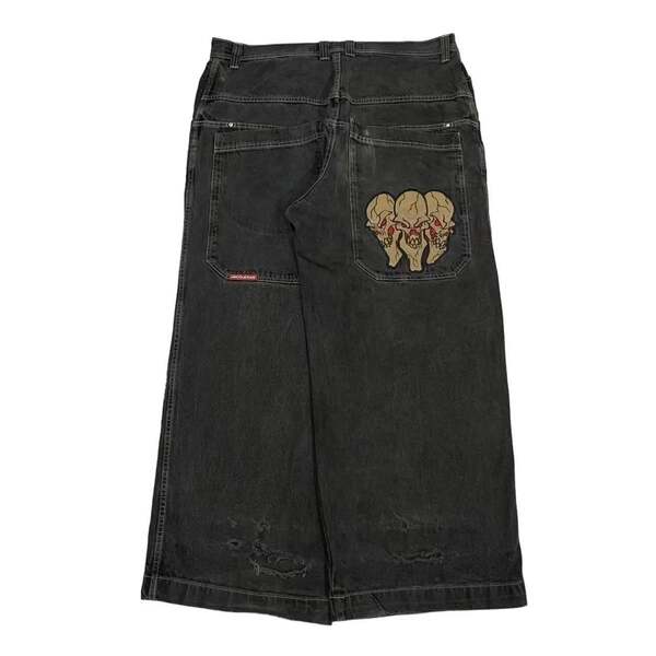 Transfronteiras JNCO Y2K Loose jeans masculino padrão hip-hop rua home homem calças largas