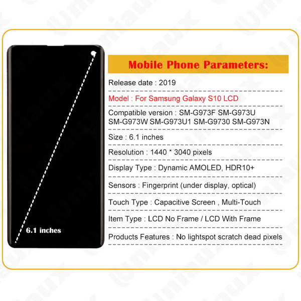 Aplicável Samsung S10 / G973 Telemóvel ecrã total original LCD touchscreen