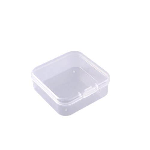 Caixa de feijão de 5,5 cm quadrada PP plástico semi-transparente Caixa de embalagem pequena Caixa de material com peças de cobertura Caixa de jóias