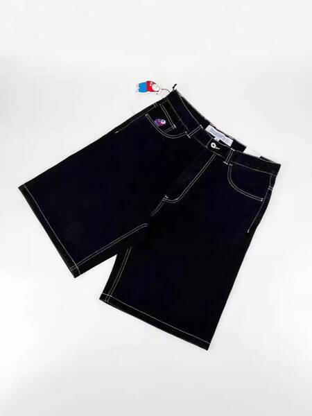 Polar Big Boy jeans Y2K Hip-Hop desenho de desenho animado penteado azul solto jeans homens