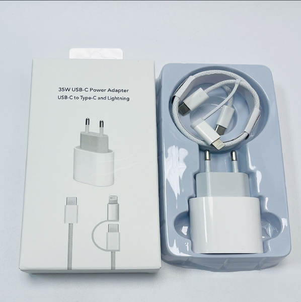 Cabeça de carregamento de celular padrão europeu pd20w para Apple 15 carregador iPad kit linha de dados pd 35w