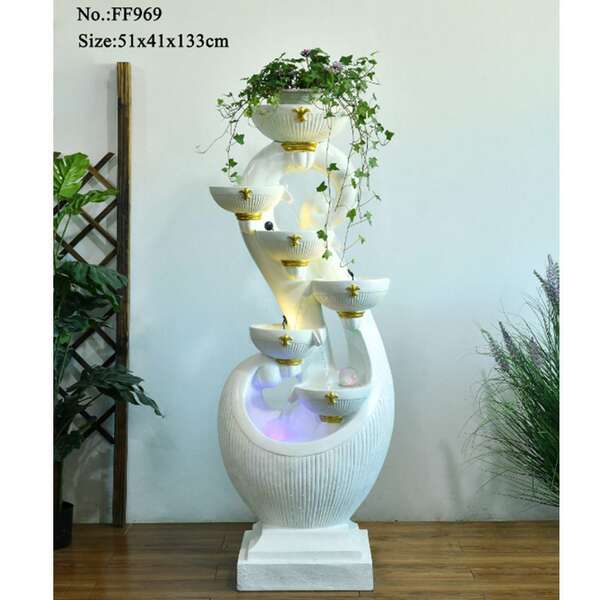 Fonte de água de luxo de estilo europeu moderno sala de estar decoração de paisagem de água circular porta-malas de aterrissagem de humidificador