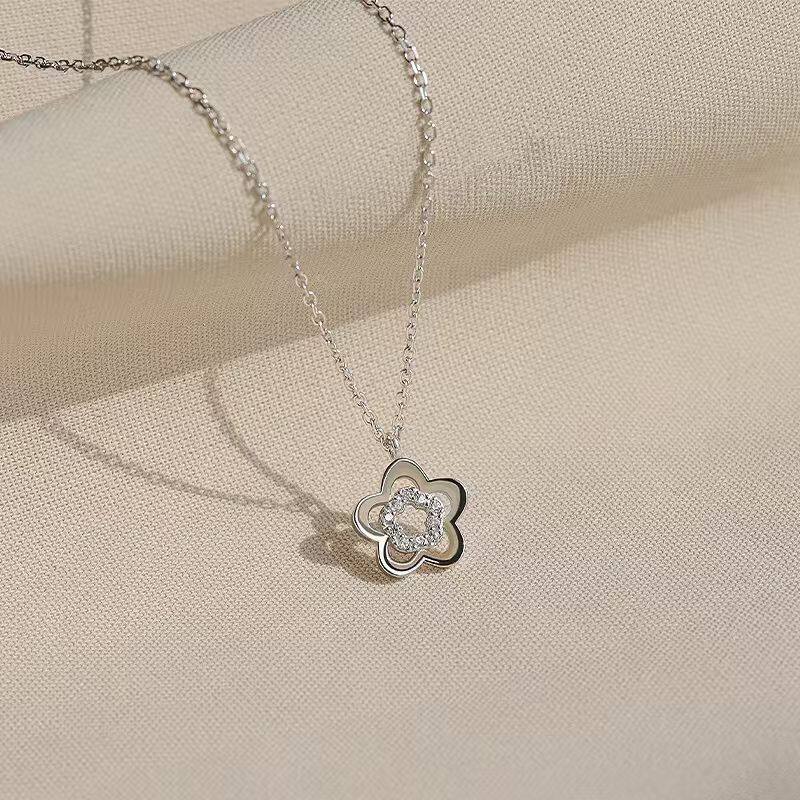 Colar de flor delicado feminino com zircônia, design exclusivo, estilo sensual e etéreo